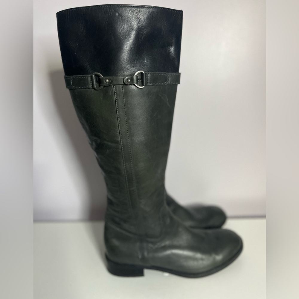 Clarks Pita Topeka Two-Tone Black Leather Knee-High Boots